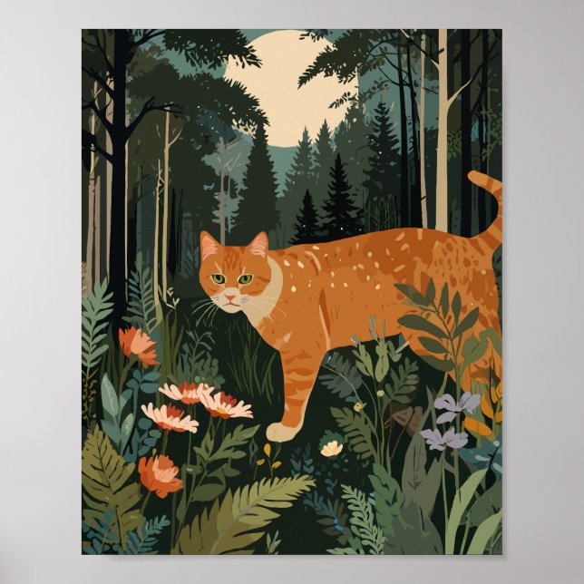 Orange cat in forest poster (Front)