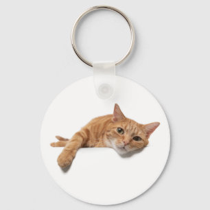 Orange Cat Laying Down Key Ring