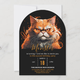 Orange Cat Monster Invitation