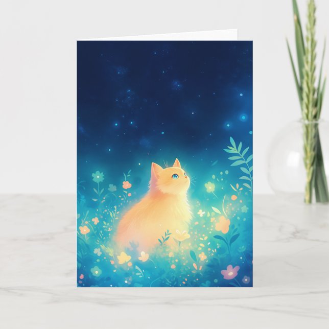 Orange Cat Mystical Garden Card (Front)