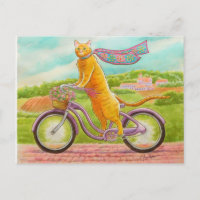 Orange Cat on a Purple Bicycle