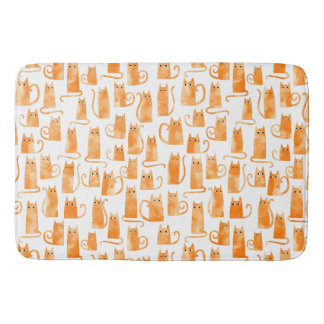 Orange Cat Pattern Bath Mat