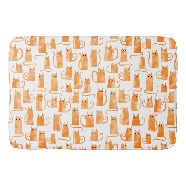 Orange Cat Pattern Bath Mat (Front)