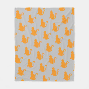 Orange Cat Pattern Fleece Blanket