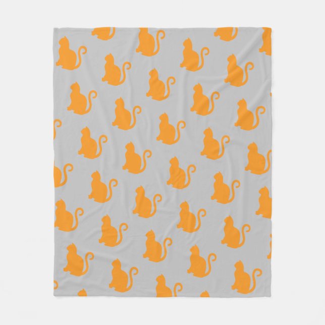 Orange Cat Pattern Fleece Blanket (Front)