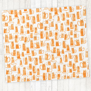 Orange Cat Pattern Fleece Blanket