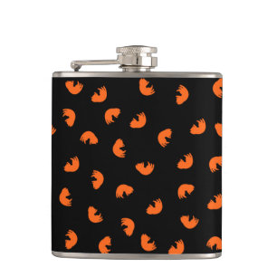Orange Cat Pattern Hip Flask