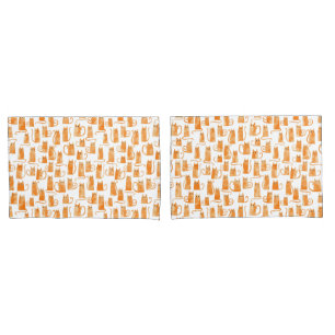 Orange Cat Pattern Pillowcase