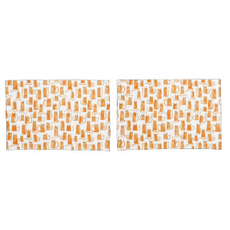 Orange Cat Pattern Pillowcase