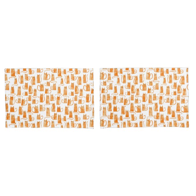Orange Cat Pattern Pillowcase (Front-Set)