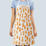 Orange Cat Personalised Apron<br><div class="desc">Fun little orange watercolor kitty cats,  purrfect for animal lovers. Change the name to customise.</div>