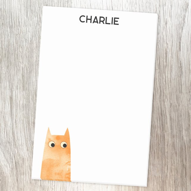 Orange Cat Personalised Post-it Notes (Fun personalized custom name orange ginger cat watercolor post it sticky note)