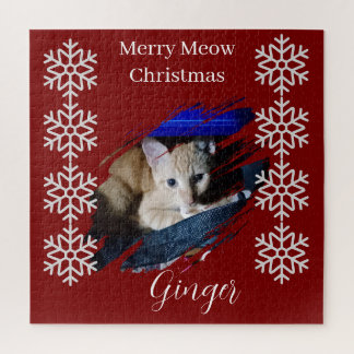 Orange Cat Photo Text Customize  Jigsaw Puzzle