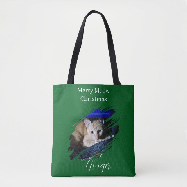 Orange Cat Photo Text Customize  Tote Bag (Front)