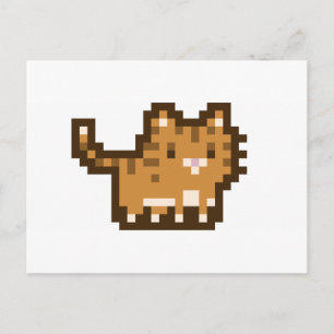 Orange Cat Pixel Art Postcard