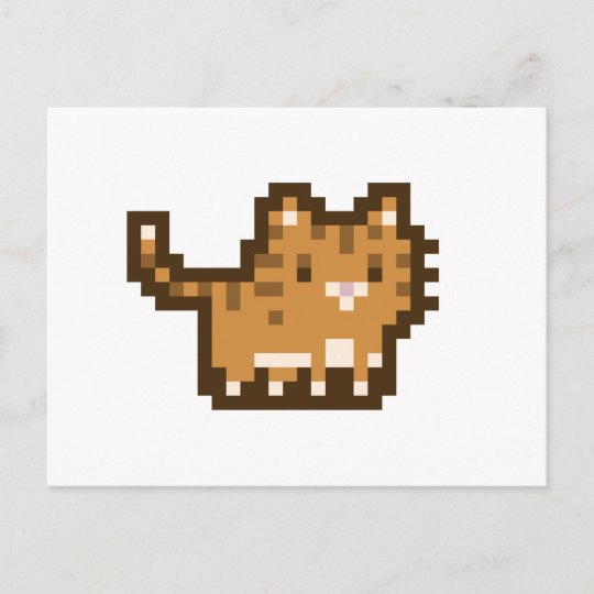 Orange Cat Pixel Art Postcard Zazzle Co Uk