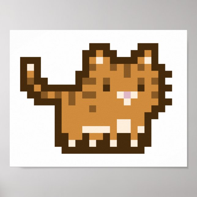 Orange Cat Pixel Art Wide Poster (Front)
