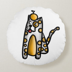 Orange Cat Round Cushion