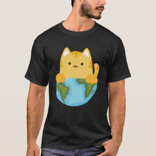 Orange Cat Rules the World big cat on the half wor T-Shirt