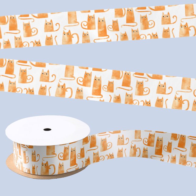 Orange Cat Satin Ribbon (Fun orange ginger cat satin ribbon for animal lovers)