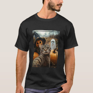 Orange Cat Selfie Halloween Pumpkin Patch Spooky S T-Shirt
