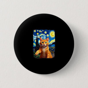Orange Cat Selfie  Starry Night Cat Mom Cat Lovers 6 Cm Round Badge