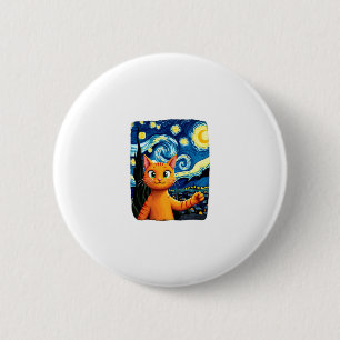 Orange Cat Selfie  Starry Night Cat Mom Cat Lovers 6 Cm Round Badge