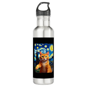 Orange Cat Selfie  Starry Night Cat Mom Cat Lovers 710 Ml Water Bottle