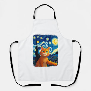 Orange Cat Selfie Starry Night Cat Mom Cat Lovers Apron