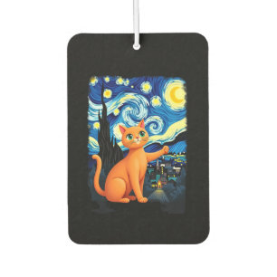 Orange Cat Selfie  Starry Night Cat Mom Cat Lovers Car Air Freshener