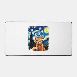 Orange Cat Selfie  Starry Night Cat Mom Cat Lovers Desk Mat