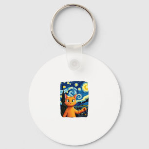Orange Cat Selfie  Starry Night Cat Mom Cat Lovers Key Ring