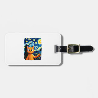 Orange Cat Selfie  Starry Night Cat Mom Cat Lovers Luggage Tag