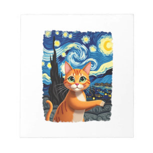Orange Cat Selfie  Starry Night Cat Mom Cat Lovers Notepad