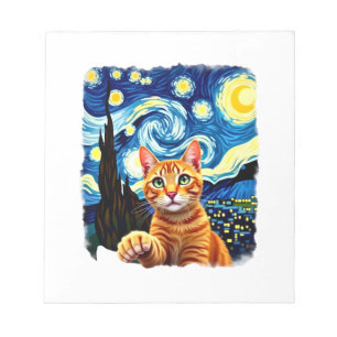 Orange Cat Selfie  Starry Night Cat Mom Cat Lovers Notepad