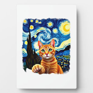 Orange Cat Selfie Starry Night Cat Mom Cat Lovers Plaque
