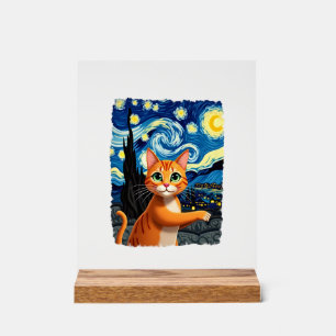 Orange Cat Selfie Starry Night Cat Mum Cat Lovers Acrylic Sign
