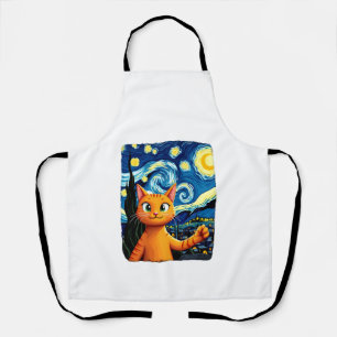 Orange Cat Selfie Starry Night Cat Mum Cat Lovers Apron