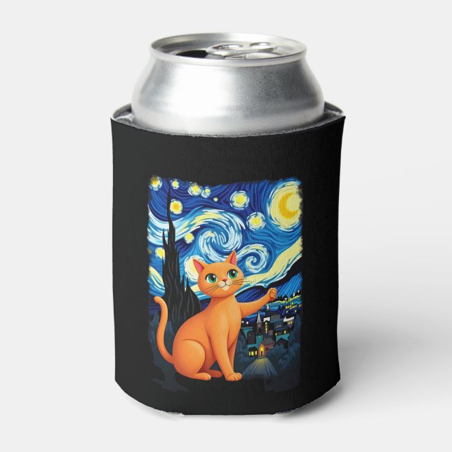 Orange Cat Selfie  Starry Night Cat Mum Cat Lovers Can Cooler (Can Front)