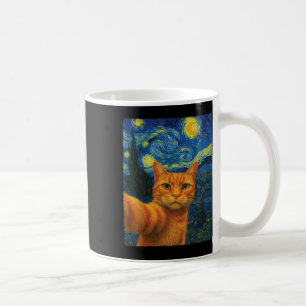 Orange Cat Selfie Van Goghs Starry Night Cat Mum C Coffee Mug