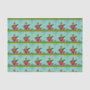 Orange Cat Sitting in a Teacup Christmas Pattern Tissue Paper
