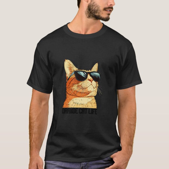 Orange Cat Tough Life Funny Nervy Psycho Cool Glas T-Shirt (Front)