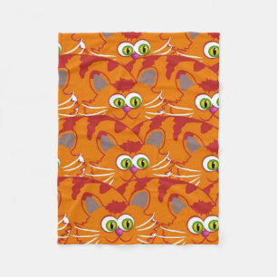 Orange Cat With Adorable Green Eyes Fleece Blanket