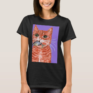 Orange Cat with Fish in Mouth T-Shirt
