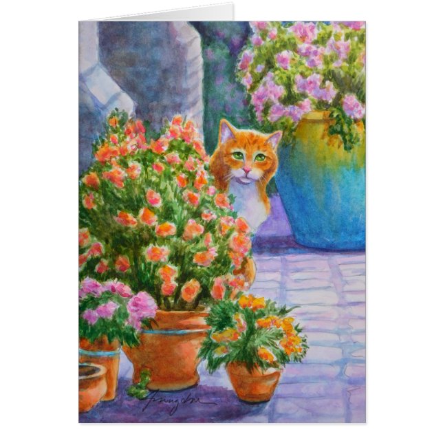 Orange Cat with Flower Pots (Front)