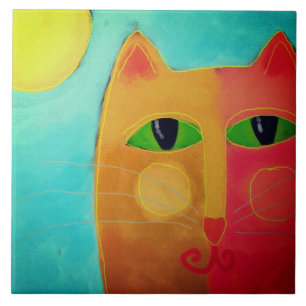 Orange Cat with Green Eyes  Tile