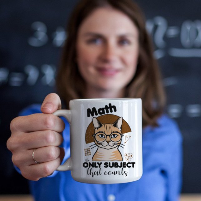Orange Cat with Math Teacher Saying Coffee Mug (Creator Uploaded)