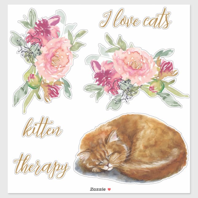 Orange Cat With Quotes Wall Sticker (Sheet)