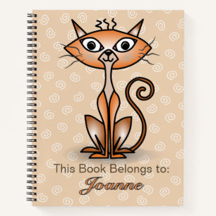 Orange Cat with White Swirl Background Notebook