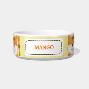 Orange Cats Customised Pet Cat Food Bowl - Yellow